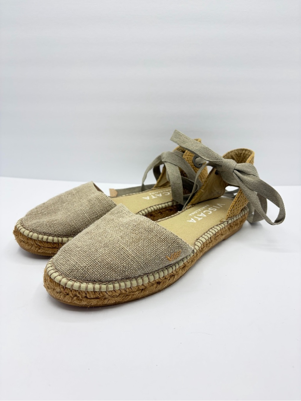 Viscata Women’s Size 39 Flat Lace-up Espadrilles Tan Summer Classic Neutral